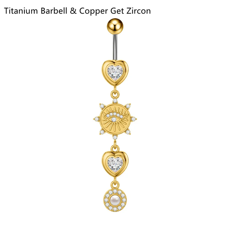 14G Crystal Heart Butterfly Dangle Belly Button Rings CZ Zircon Drop Navel Barbell Belly Rings Body Piercing Jewelry for Women | | Wiccan Center