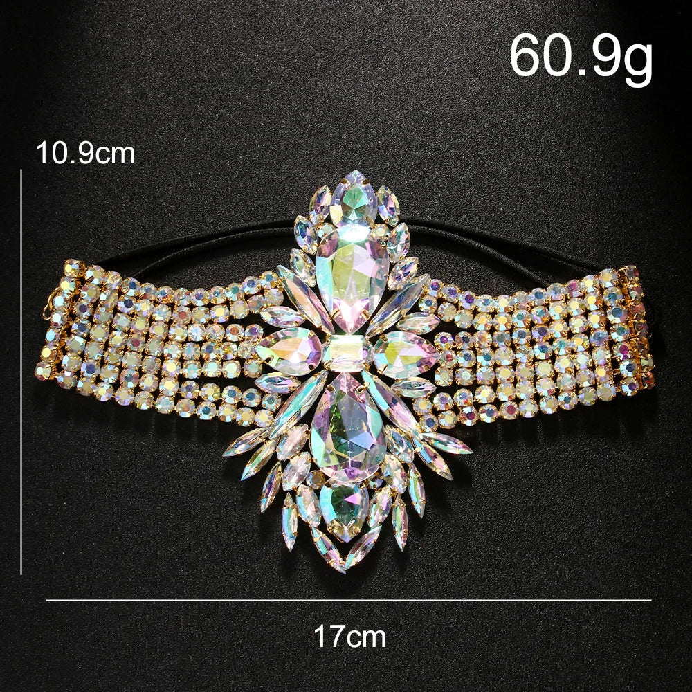 Geometric Rhinestone Thigh Chain – Elastic Crystal Leg Adornment for Festivals, Raves & Clubwear