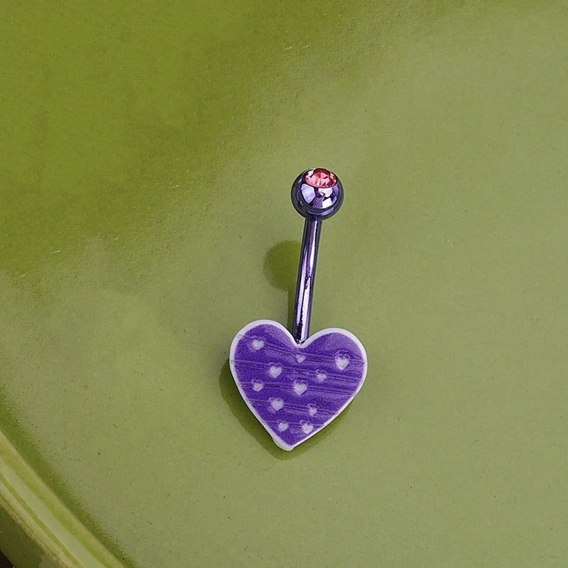 Sweet Dinosaur Navel Ring Zircon Heart Strawberry Belly Button Ring For Women Body Piercing Decor Vacation Leisure Beach Jewelry | | Wiccan Center