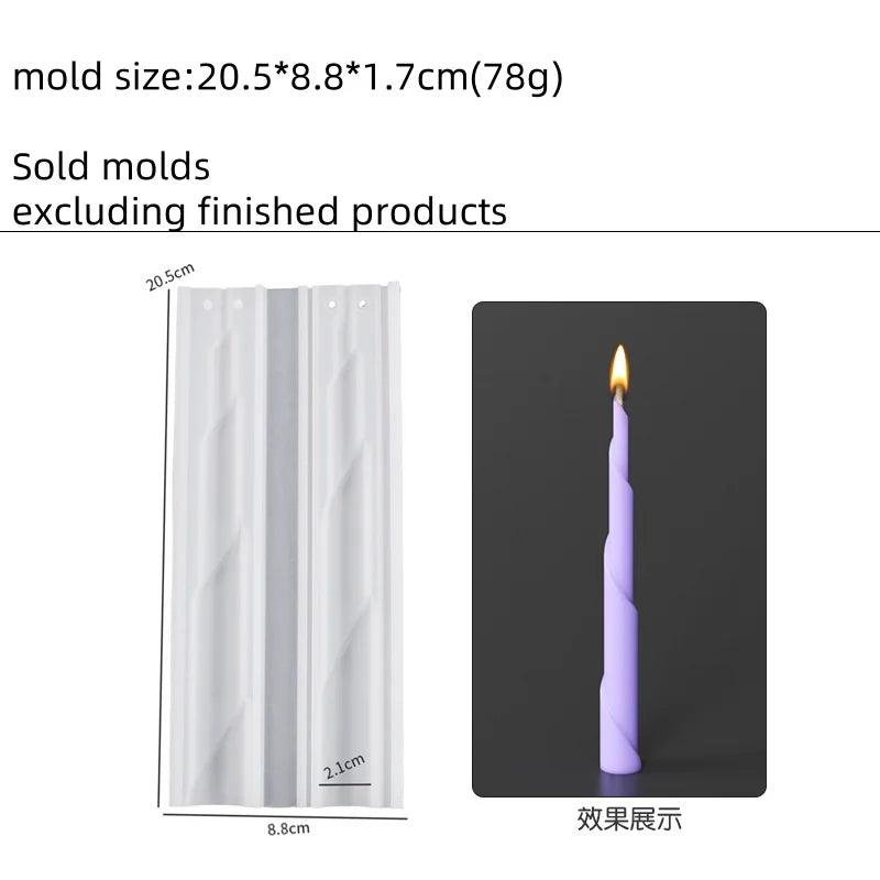 Geometric Spiral Candle Silicone Mold DIY Twisted Rod Wax Rod Silicone Mold Home Decor Tools Geometric Candle Making Supplies