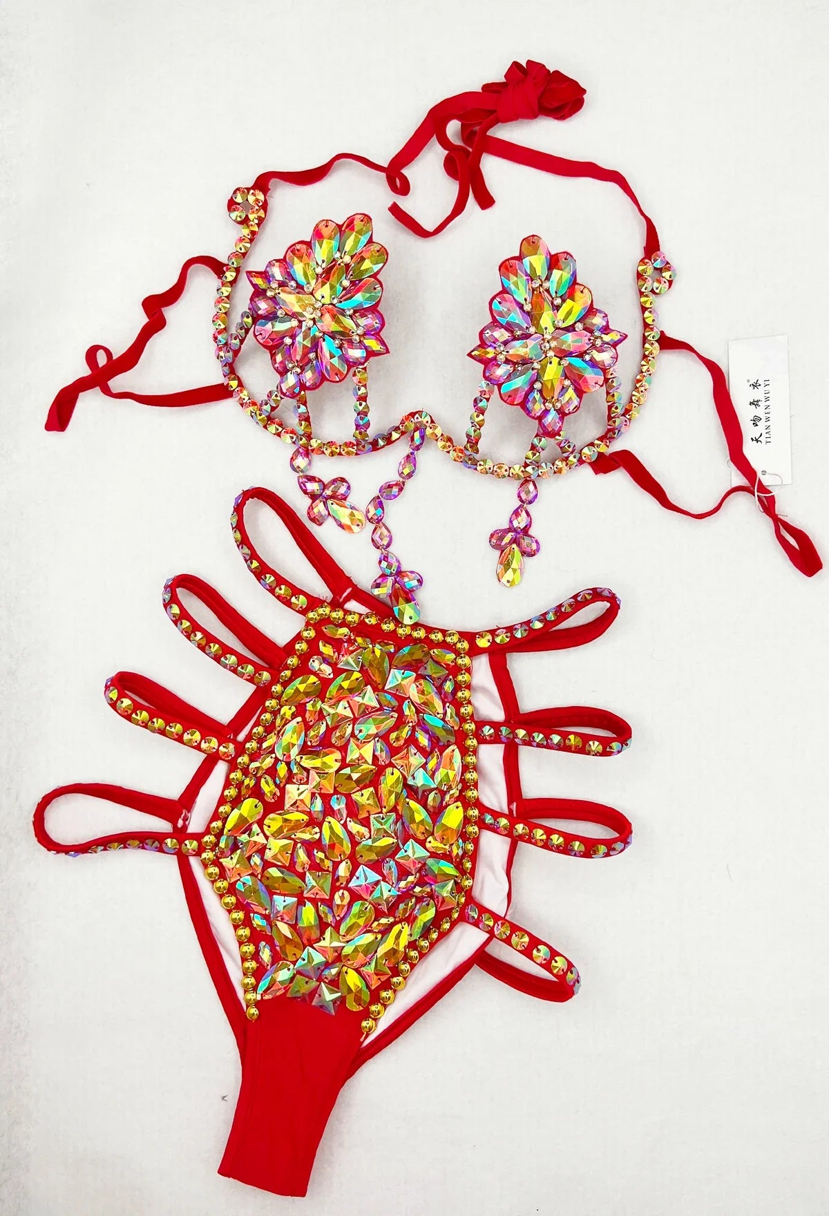 Sparkly Samba Carnival Stone Wire Bra & Bikini Bottom Set Stage Costume | Costume Sets | Wiccan Center