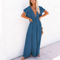 Summer Beach Maxi Dress Women Boho Long Bikini Cover Up High Waist Casual V-Neck Dresses | Dresses | Wiccan Center