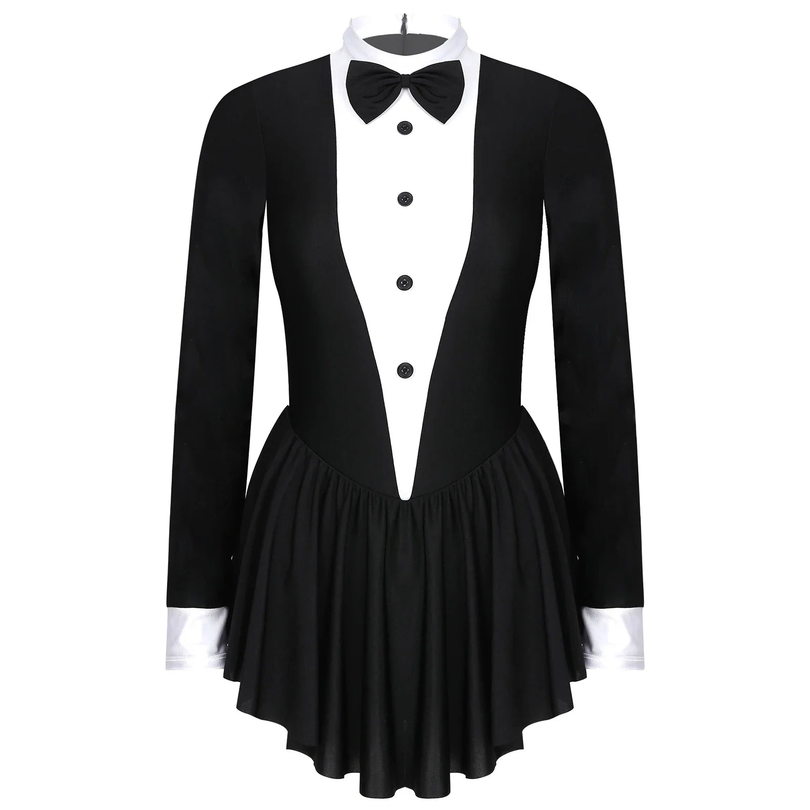 The Stardust Showgirl Tuxedo Leotard Dress – Luxury Long Sleeve Latin Dance & Stage Wear