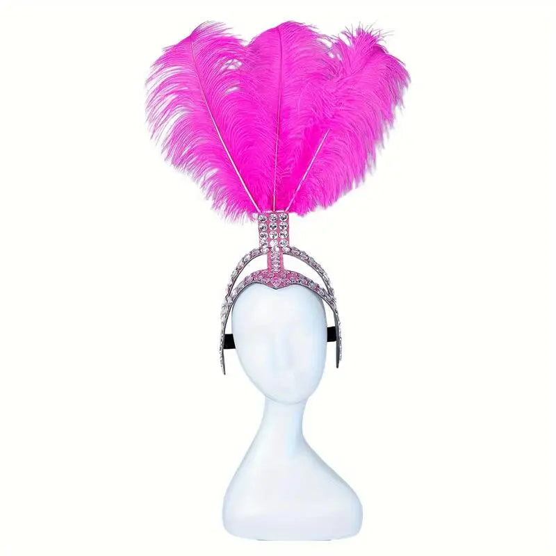 Ostrich Feathered Rhinestone Headpiece | Headdress | Wiccan Center