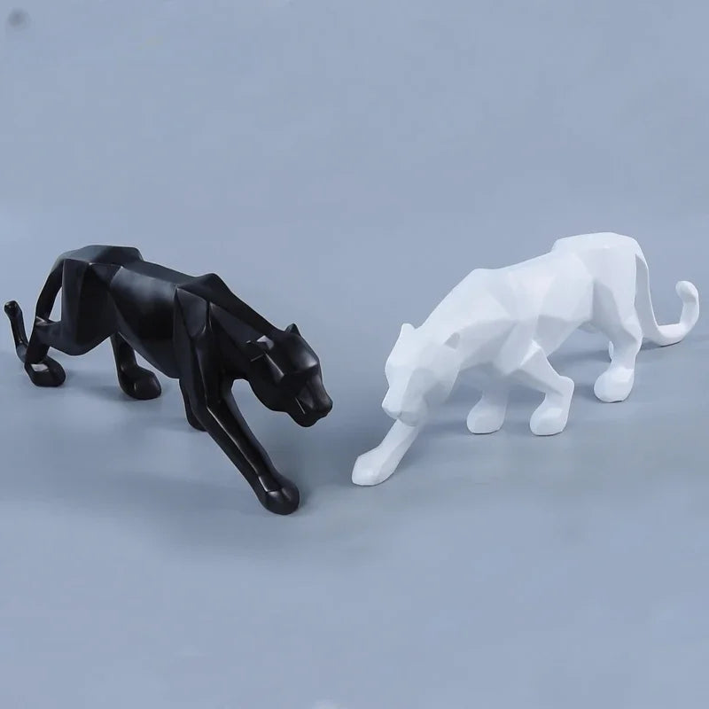 Home Decor Panther Statue Animal Figurine Abstract Geometric Style Resin Leopard Sculpture Home Office Desktop Decoration Crafts | | Wiccan Center