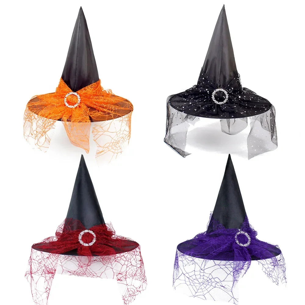 Halloween Witch Hat Gauze Costume Headwear for Adults & Children | | Wiccan Center