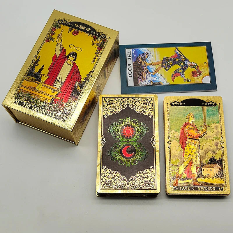 New Version Premium Quality Gold Foil Tarot Divination Oracle Cards With Colorful Illustrated Manual and Megnetic Box | | Wiccan Center