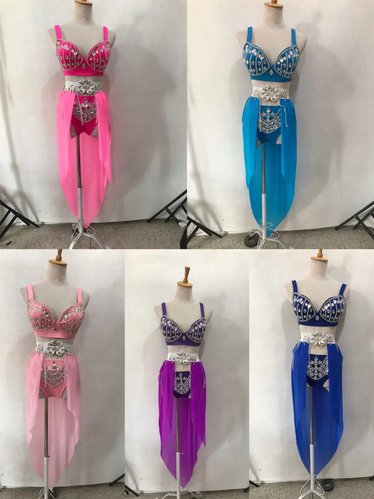 Women's Rhinestone Two-Piece Dance Costume | Stage Performance Top & Shorts | Costume Sets | Wiccan Center