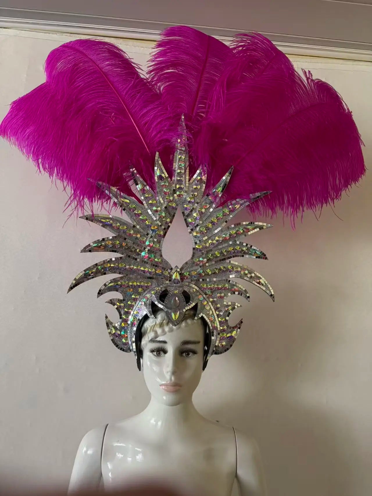 The Stardust Majestic Feather Crown – Carnival & Cabaret Stage Headdress