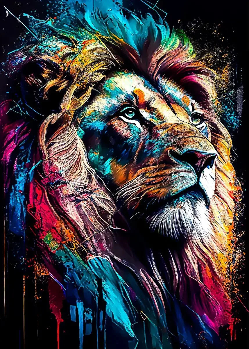 Classic Vintage Animal Wall Art Black Gold Light Coloured Lion HD Canvas Printed Poster Home Living Room Bedroom Decoration