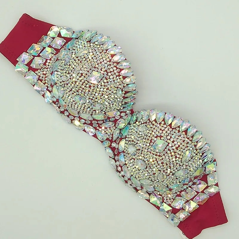 Crystal Rhinestone Diamond Bikini Showgirl Bra Set – Glamour Stage Performance Costume | Bras | Wiccan Center
