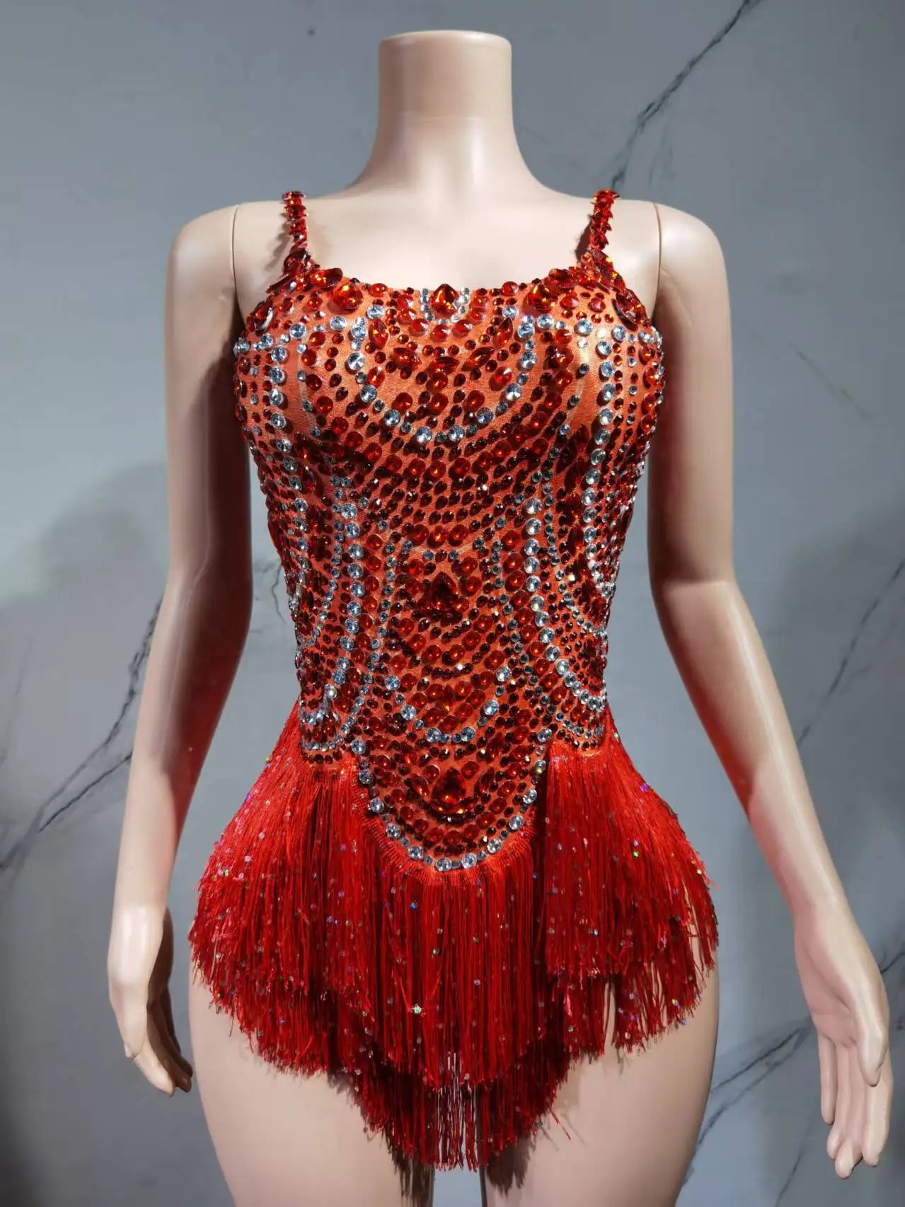 The Stardust Festival Fringe Bodysuit – Luxury Rhinestone Tassel Showgirl Costume | Bodysuit | Wiccan Center
