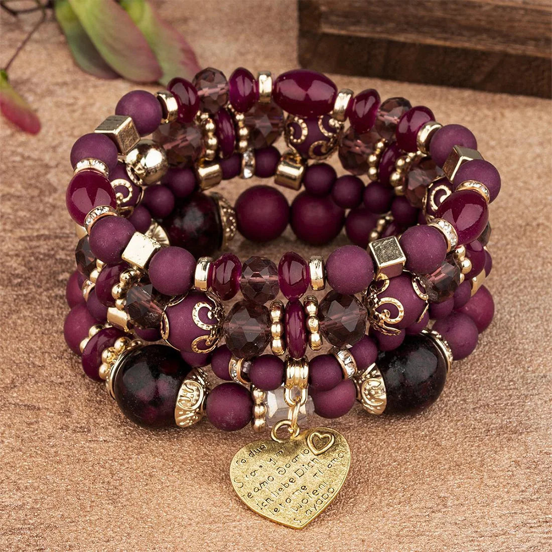 DIEZI Ethnic Bohemian Multicolor Crystal Beads Strand Bracelets Women Men Heart Tree Of Life Charm Bracelet Pulseira Feminina