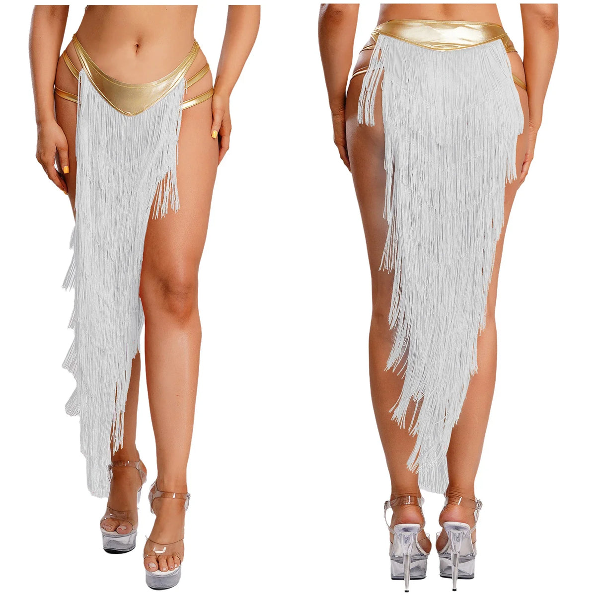Women Cleopatra Egyptian Queen Cosplay Costume Belly Dancing Indian Dance Tassel Skirt Built-in Briefs for Halloween Carnival | Skirts | Wiccan Center