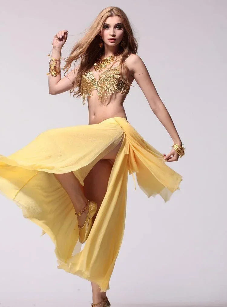 The Stardust Prism Sirena – Deluxe Beaded & Sequined Tassel Belly Dance Bra Top | Costume Tops | Wiccan Center