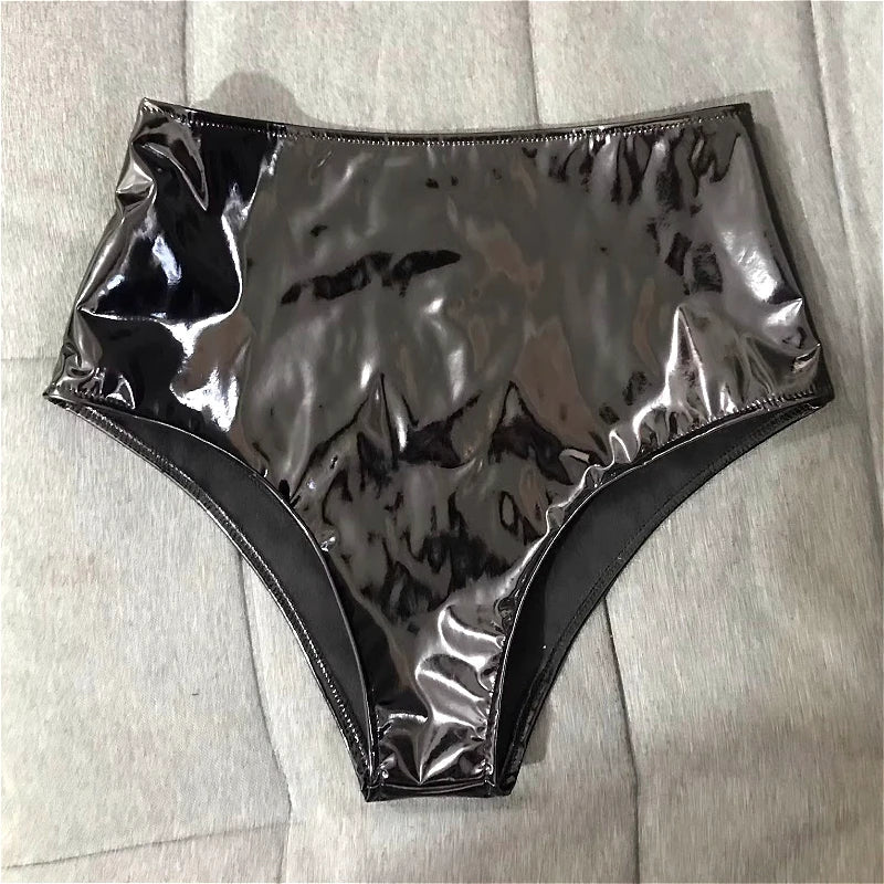 The Stardust Spotlight High-Waist Shorts – Glossy Patent Leather Showgirl Hot Pants | Costume Bottoms | Wiccan Center