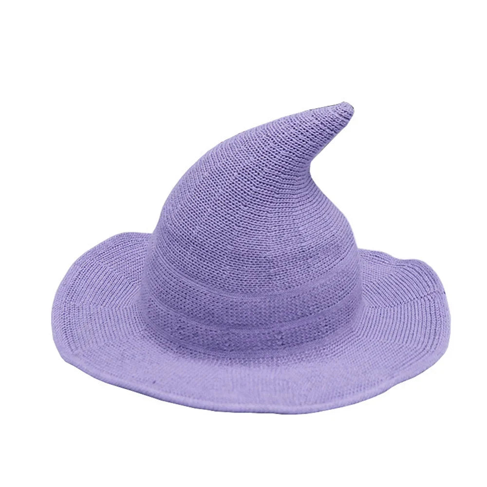 Halloween Witch Hat Long Point Knitted Cap with Wide Brim for Adults | | Wiccan Center