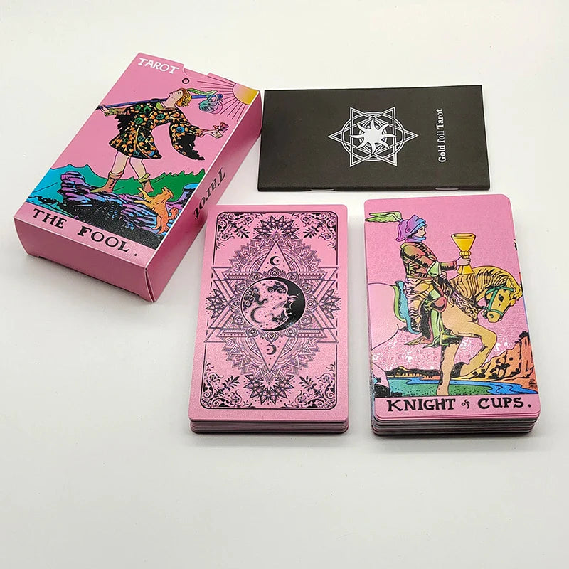 New Version Plastic Tarot Rider Waite Waterproof Gold Foil Tarot Deck With Nice PVC Package Prediction Cards Game | | Wiccan Center