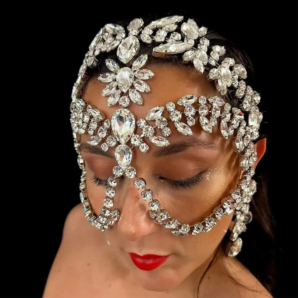 Exaggerated Rhinestone Masquerade Jewelry Face Mask | Masks | Wiccan Center