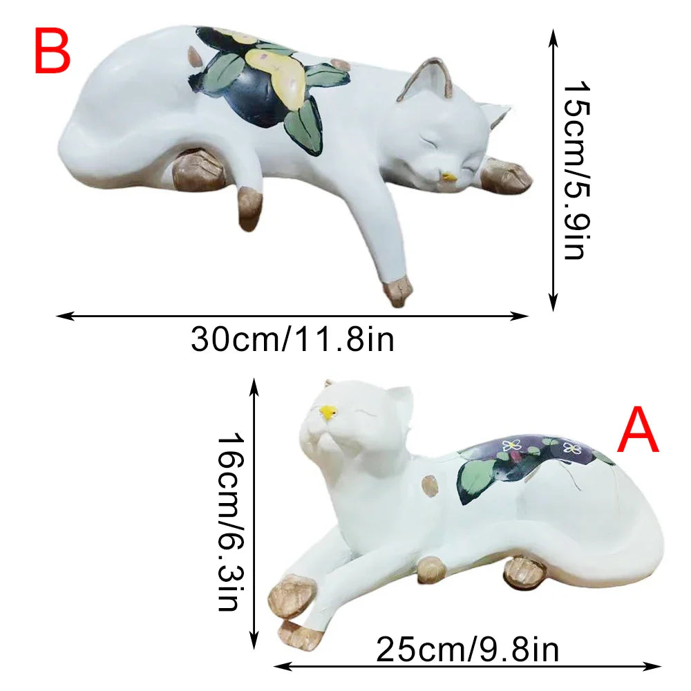 Sleeping Cat Garden Statues Outdoor,Cat Figurine Memorial Statue Makers Garden Resin Sleeping Cat Statues for Garden Decor Cat | | Wiccan Center