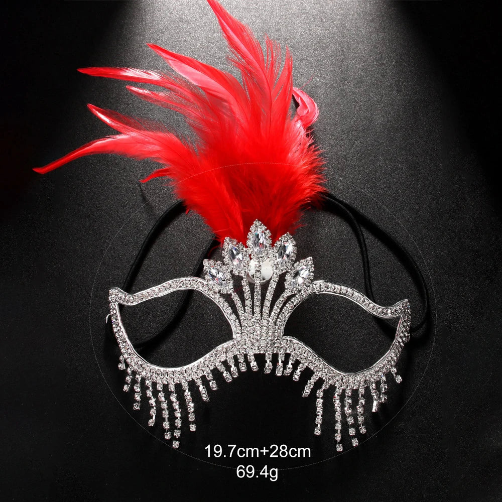 Carnival Feather Masquerade Crystal Mask | Masks | Wiccan Center