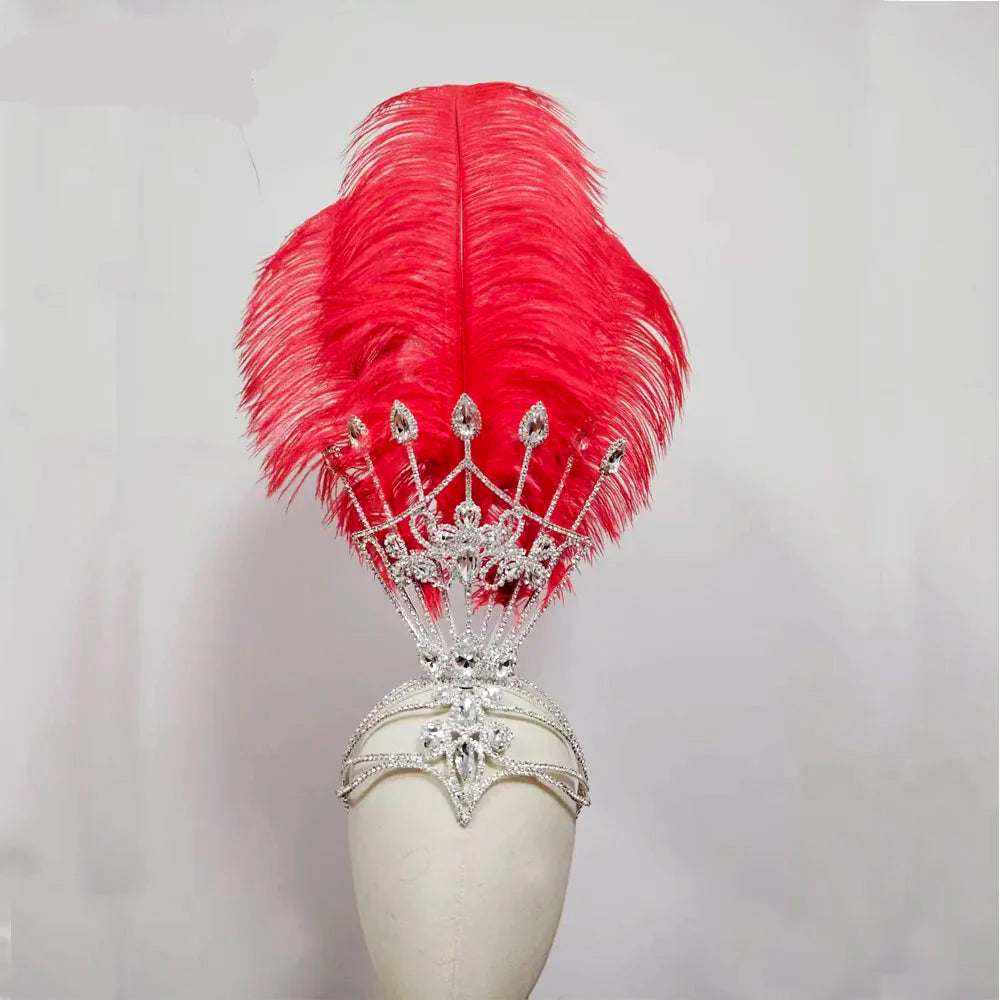 Ostrich Feather Rhinestone Headdress | Headdress | Wiccan Center