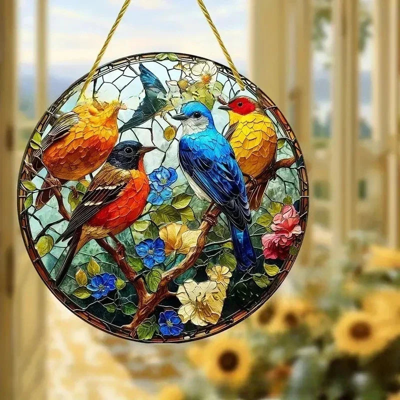 Enchanting Hummingbird Suncatcher – Vibrant Stained Glass Window Hanging Decor | | Wiccan Center