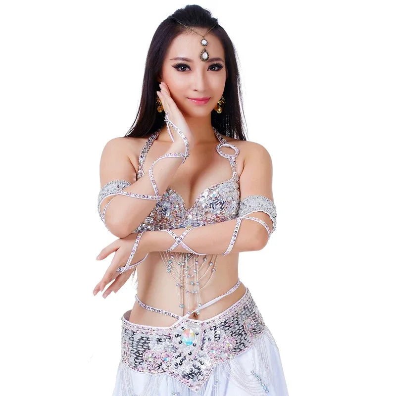 Dazzling Beaded Belly Dance Bra & Belt 2-Piece Costume Outfit Set | Costume Sets | Wiccan Center