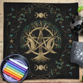 Triple Moon Pentacle and Runic Altar Cloth | Altar Cloth | Wiccan Center