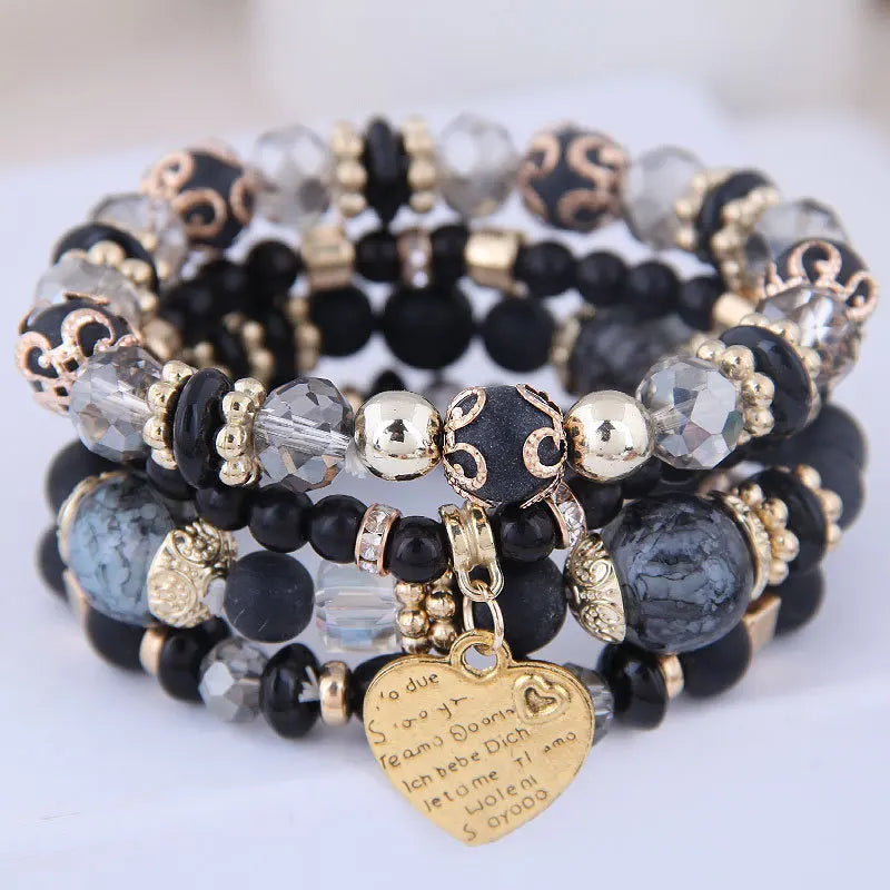 DIEZI Ethnic Bohemian Multicolor Crystal Beads Strand Bracelets Women Men Heart Tree Of Life Charm Bracelet Pulseira Feminina