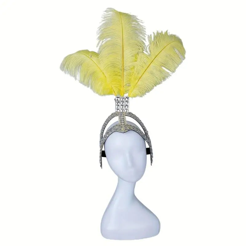 Ostrich Feathered Rhinestone Headpiece | Headdress | Wiccan Center