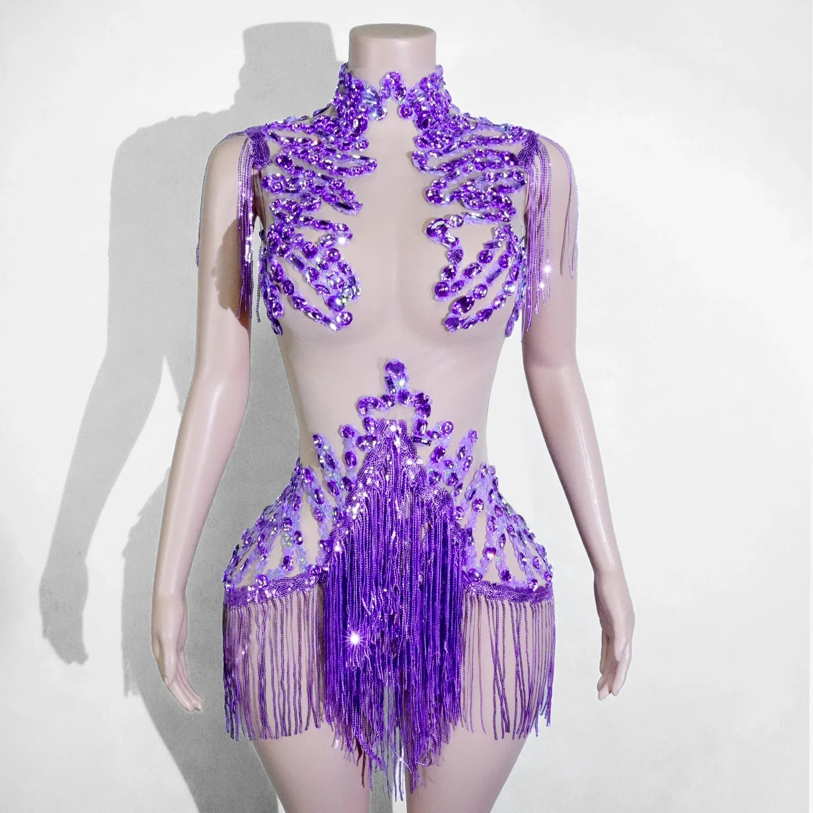 The Stardust Midnight Cabaret Bodysuit – Luxury Rhinestone & Mesh Showgirl Costume | Bodysuit | Wiccan Center