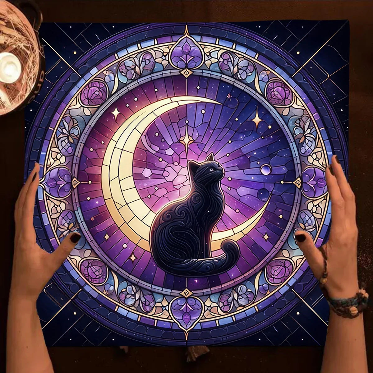 Witchcraft Cat Altar Cloth Tarot Card Tablecloth Moon Pentagram Table Cloth For Divination Cloth Tarot Mat Witch Home Decor | | Wiccan Center