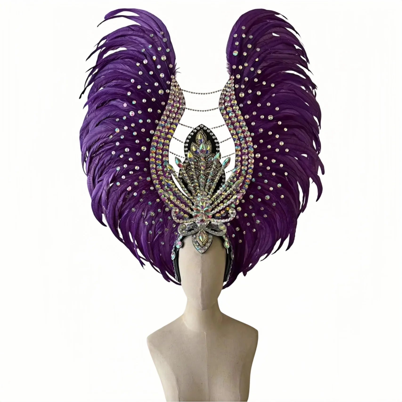 The Stardust Aurora Feather Headdress – Light Purple Cabaret & Carnival Crown | Headdress | Wiccan Center