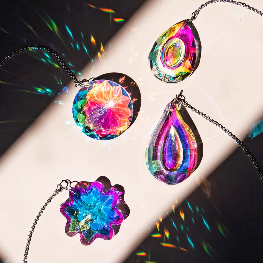 4pcs Clover-Shaped Round Crystal Pendant Crystal Rainbow Sun Catcher Wedding Decor Home Wedding Party Decoration Ornament | | Wiccan Center
