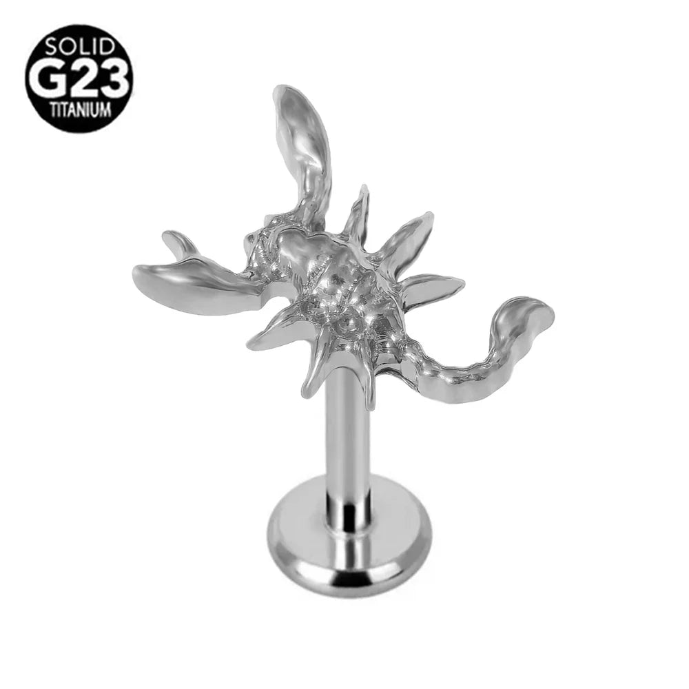 G23 Titanium Snake Bee Feather Labret Piercing 16G Internal Thread Earring Stud Cartilage Helix Body Jewelry | | Wiccan Center