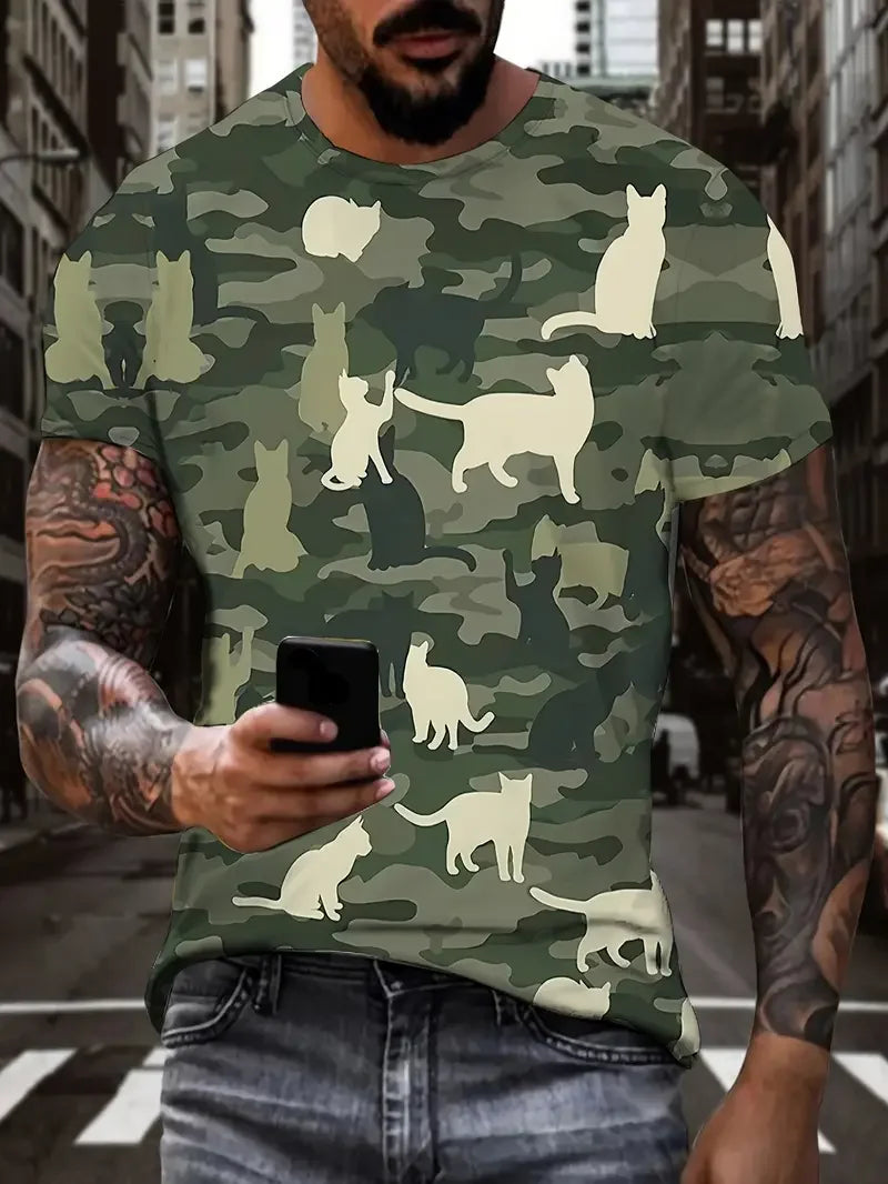 3D Camouflage T-Shirt Men Clothes Outdoor Fashion Casual O Neck Short Sleeve Summer Street Oversized Men Sport ventilate T Shirt