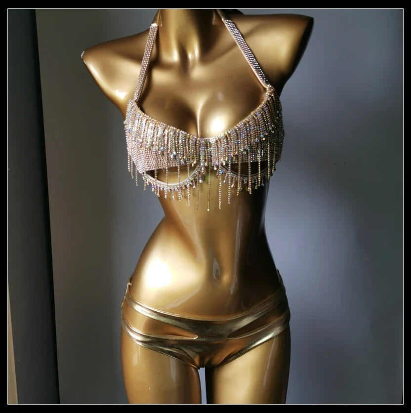 The Venus Vacation Tassel Bikini – Luxe Rhinestone Fringe Showgirl Set | Costume Sets | Wiccan Center