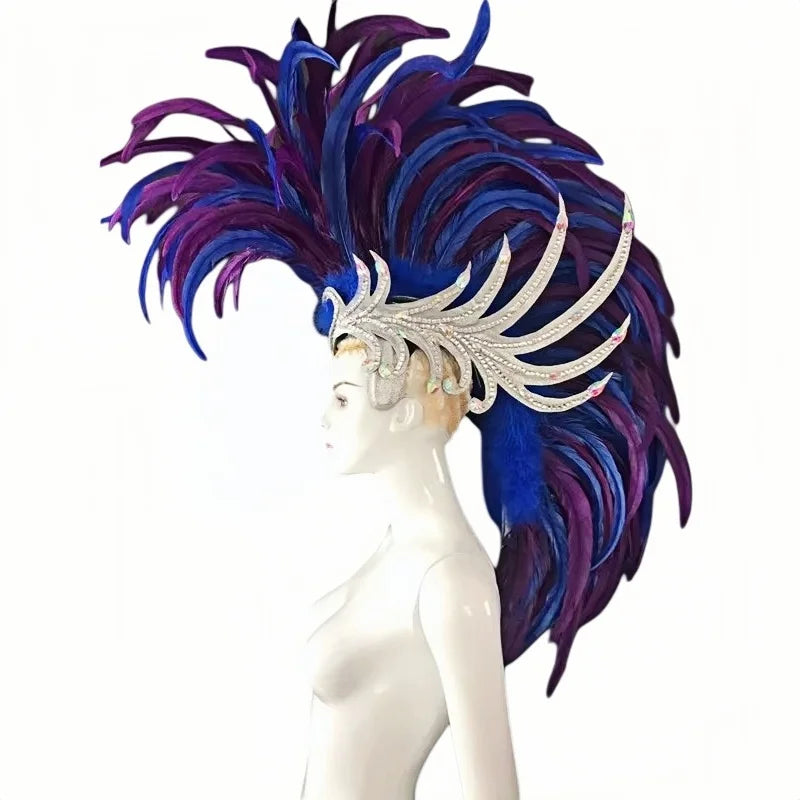 The Stardust Dynasty – Majestic Velvet & Feather Samba Masquerade Crown