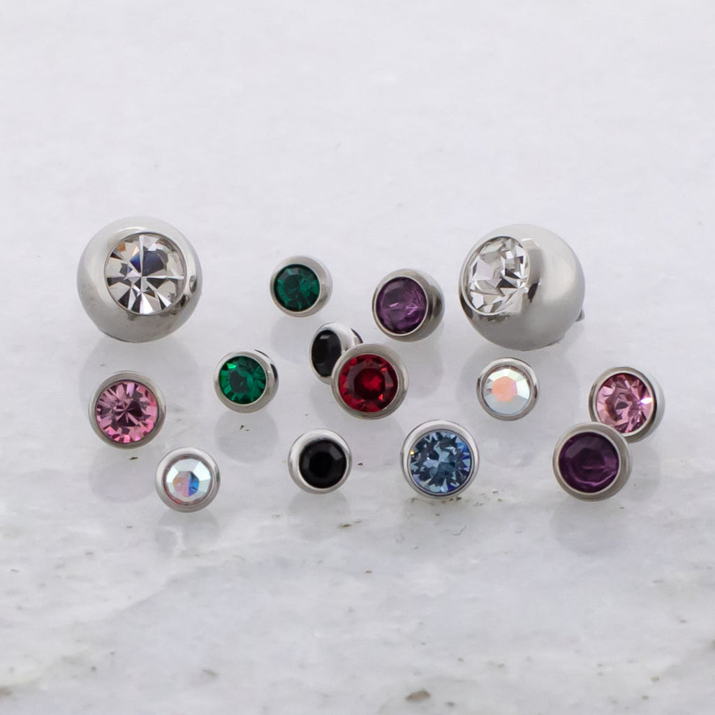 Steel 16G/18G Internally Threaded Ball with Premium Crystal | Body Jewelry | Wiccan Center