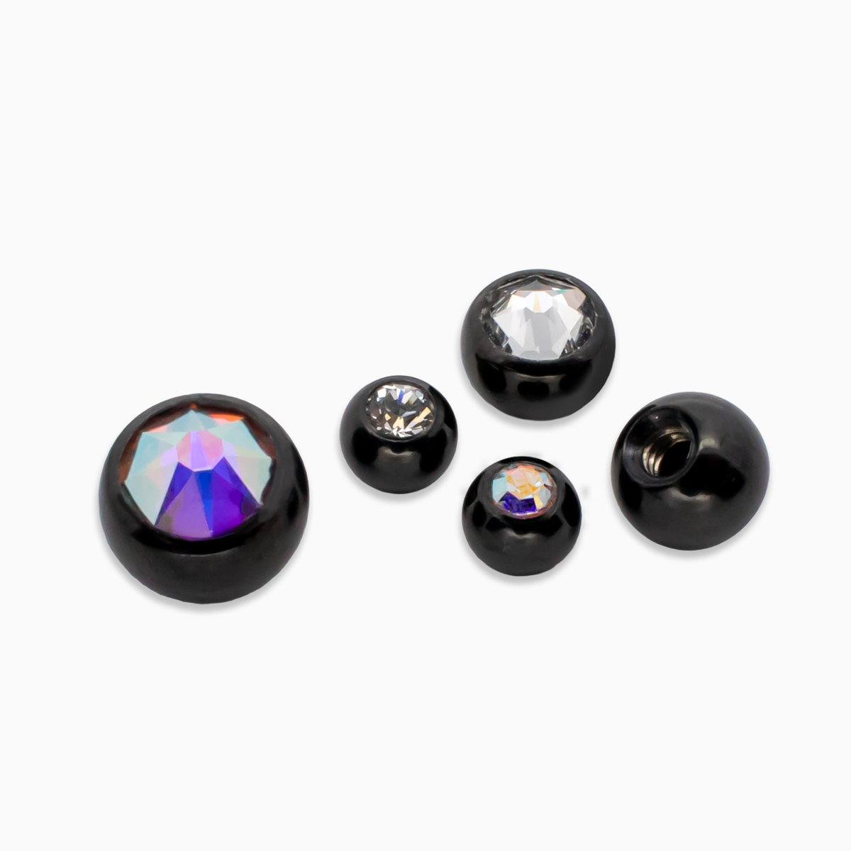 Steel Externally Threaded End – Black PVD Gem Balls 14G | Body Jewelry | Wiccan Center