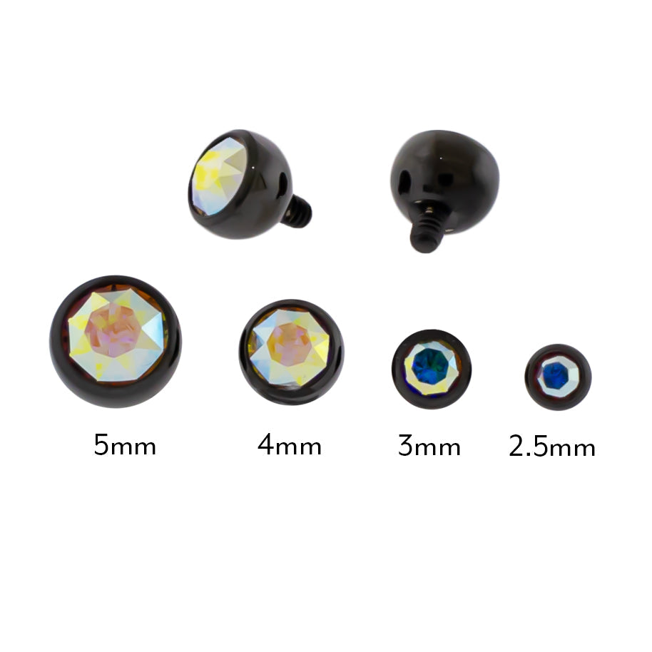 Steel Internally Threaded Black PVD Gem Ball 14G | Body Jewelry | Wiccan Center