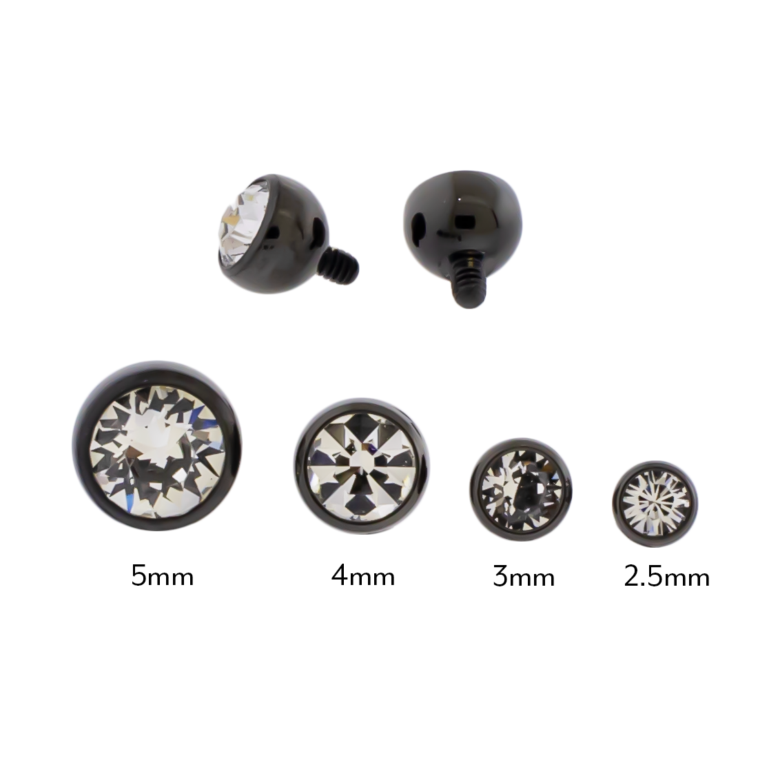 Steel Internally Threaded Black PVD Gem Ball 16G | Body Jewelry | Wiccan Center