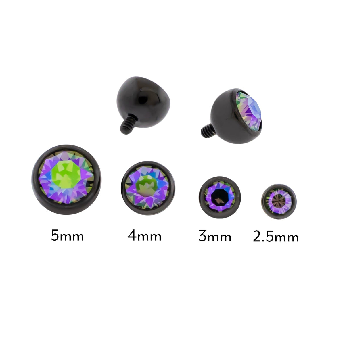 Steel Internally Threaded Black PVD Gem Ball 14G | Body Jewelry | Wiccan Center