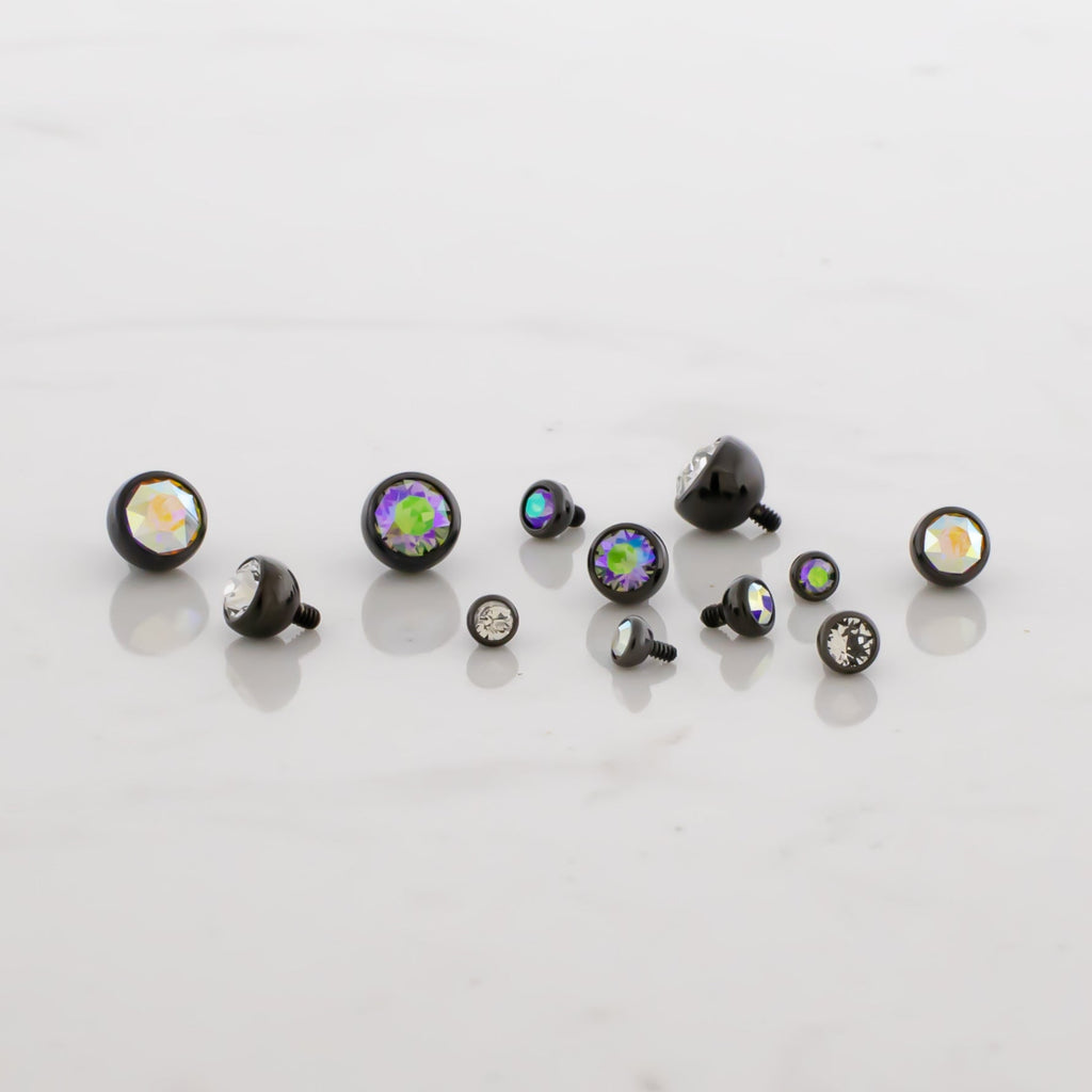 Steel Internally Threaded Black PVD Gem Ball 14G | Body Jewelry | Wiccan Center