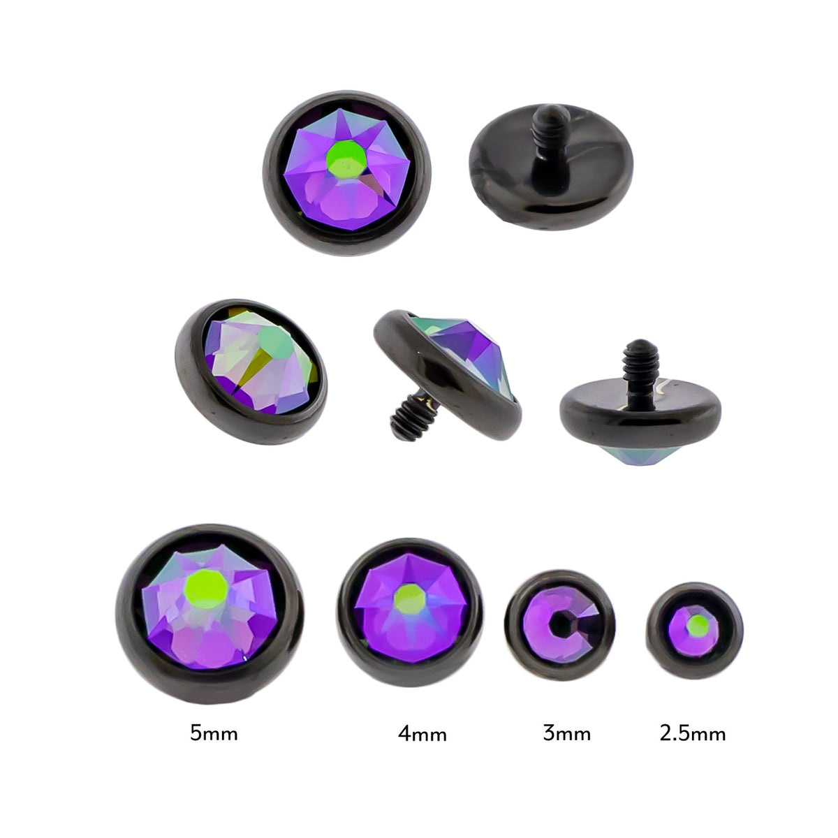 Steel Internally Threaded Black PVD Gem Disc 16G | Body Jewelry | Wiccan Center