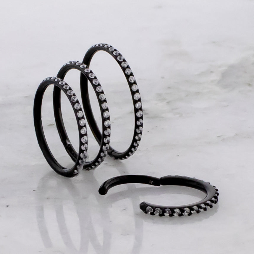 18G - 16G Steel Hinged Segment Rings With Clear Gems | Body Jewelry | Wiccan Center