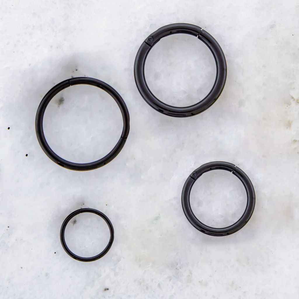 20G - 10G Steel Black PVD Hinged Segment Rings | Body Jewelry | Wiccan Center