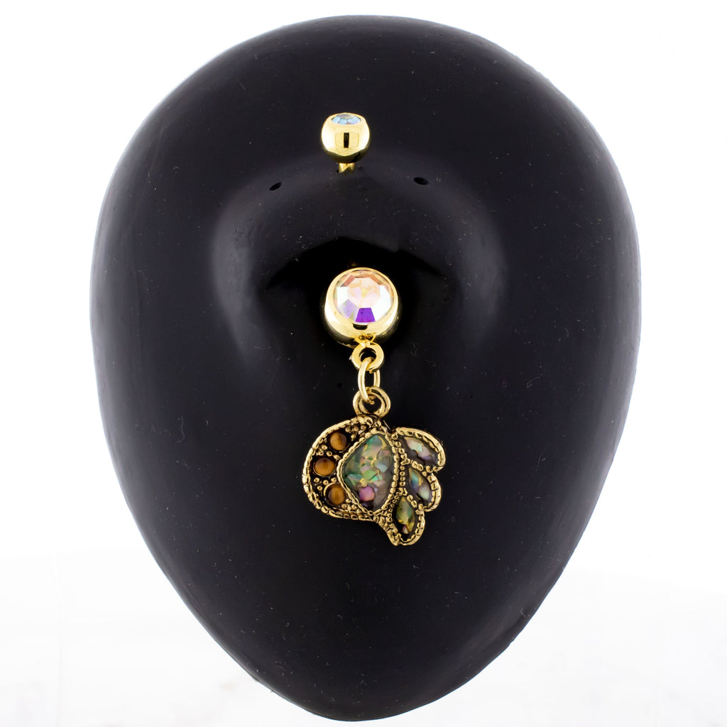 14G Abstract Design With Shell and Stone Navel Ring | | Wiccan Center