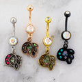 14G Abstract Design With Shell and Stone Navel Ring | | Wiccan Center